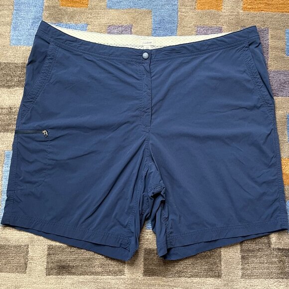 LL Bean Women's Plus Size 22W Nylon Shorts Navy Blue Adjustable ItemID 504882 - Picture 1 of 9
